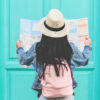 Young woman tourist looking map during city tour – Travel girl g